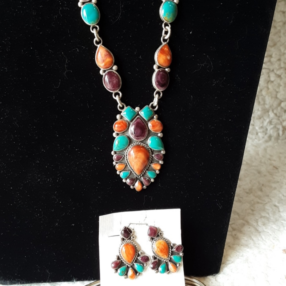 Sterling Silver Necklace earrings Bracelet set